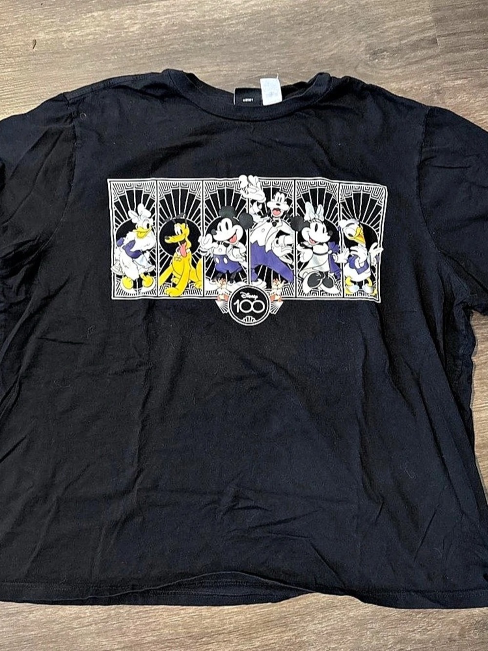 Disney 100 Years of Wonder Sensational Six Art Deco T-Shirt Black & White
